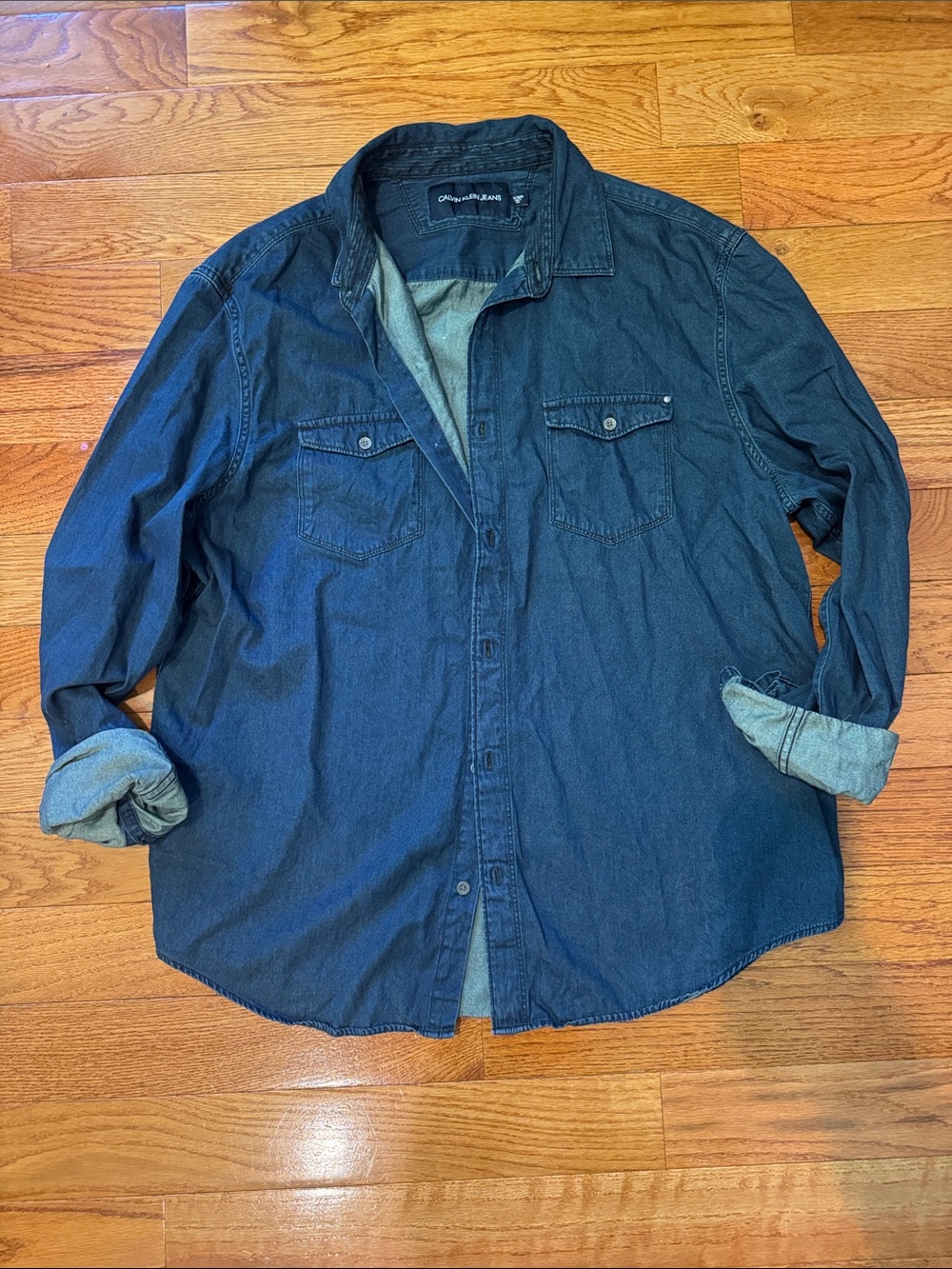 Calvin Klein Classic Dark Denim Button-Up Shirt